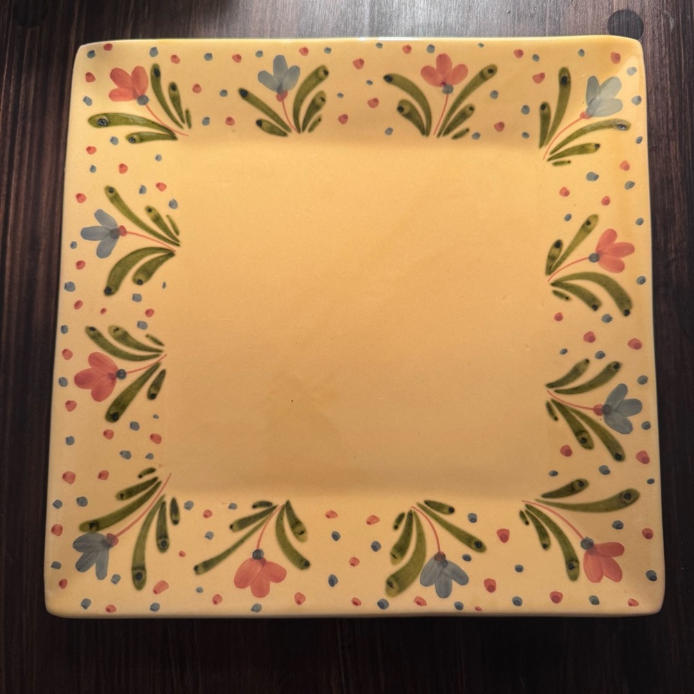 Sur La Table Floral Square Ceramic Platter